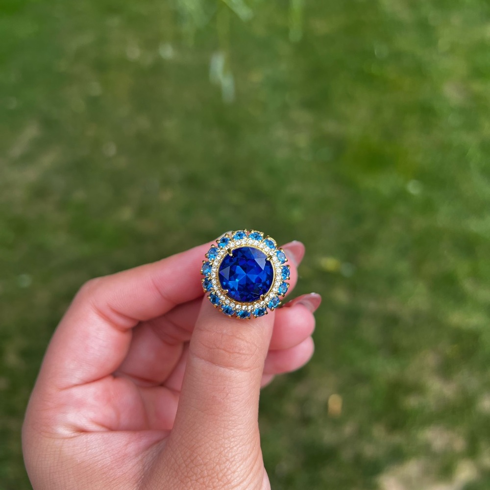 J.Crew Elegant Blue and Gold Ring - Picture 2 of 5